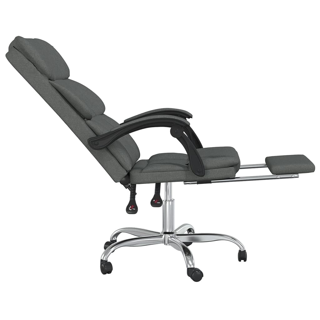 vidaXL Reclining Office Chair Dark Gray Fabric-16
