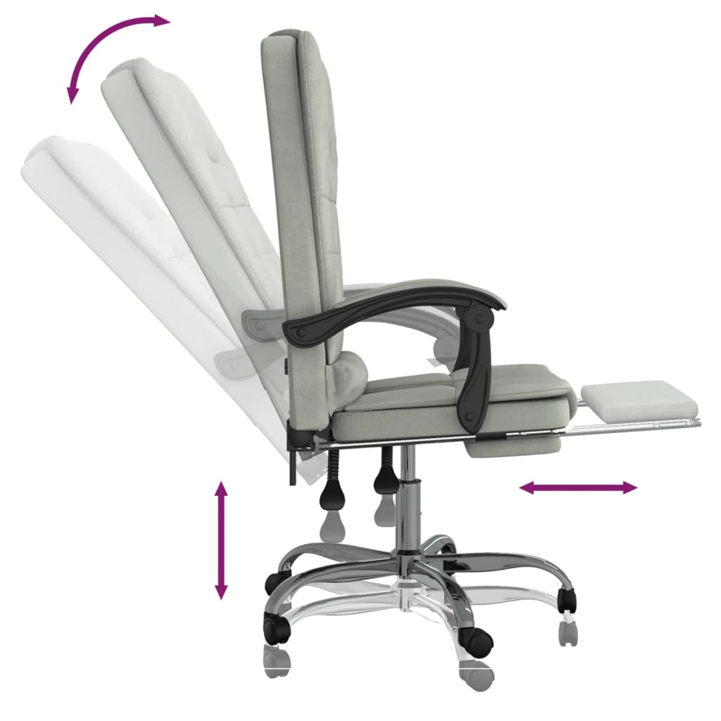 vidaXL Massage Chair 360 Degree Swivel Reclining Desk Office Chair Velvet-15