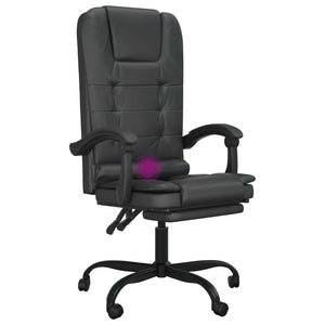 vidaXL Massage Chair Desk Office Chair with Adjustable Footrest Faux Leather-13