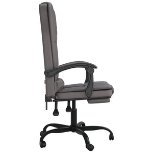 vidaXL Massage Chair Desk Office Chair with Adjustable Footrest Faux Leather-3