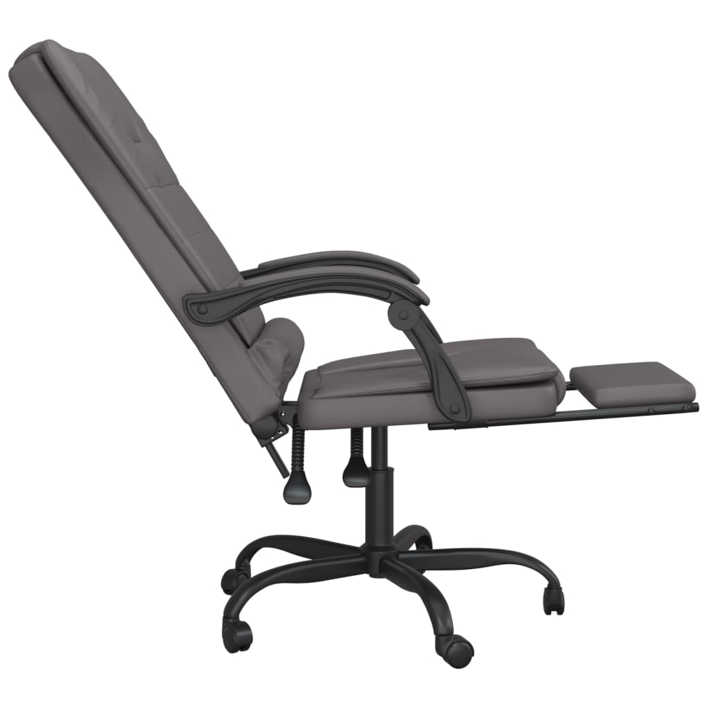 vidaXL Massage Chair Desk Office Chair with Adjustable Footrest Faux Leather-7