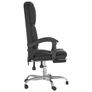 vidaXL Massage Chair Desk Office Chair with Adjustable Footrest Faux Leather-4