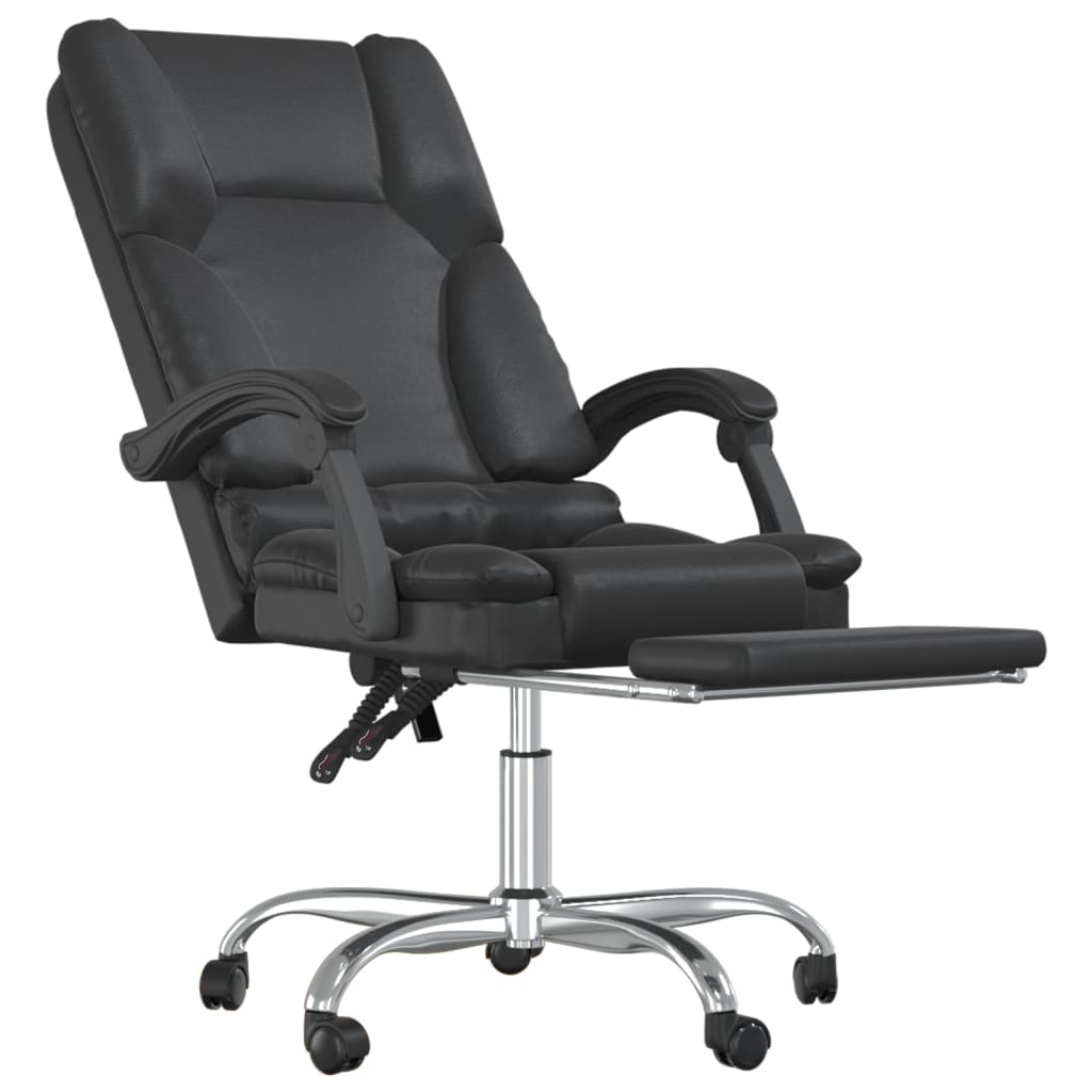 vidaXL Massage Chair Desk Office Chair with Adjustable Footrest Faux Leather-8