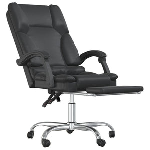vidaXL Massage Chair Desk Office Chair with Adjustable Footrest Faux Leather-15
