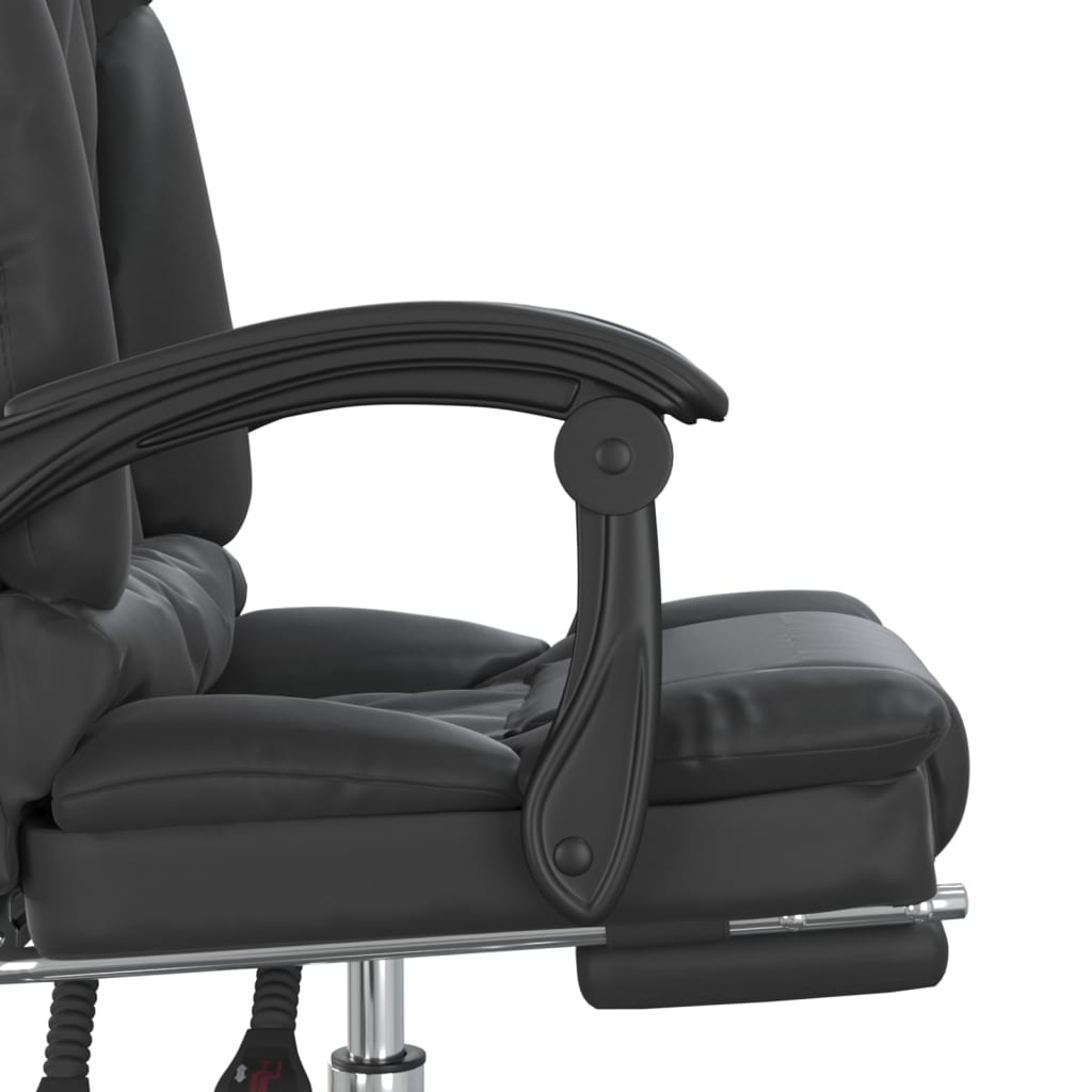 vidaXL Massage Chair Desk Office Chair with Adjustable Footrest Faux Leather-12