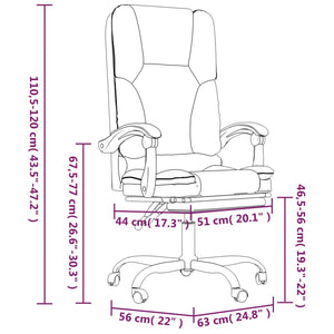 vidaXL Massage Chair Desk Office Chair with Adjustable Footrest Faux Leather-0