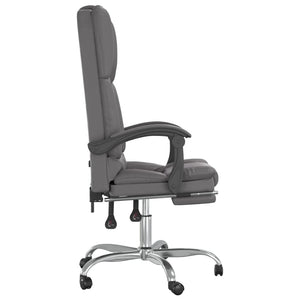 vidaXL Massage Chair Desk Office Chair with Adjustable Footrest Faux Leather-6