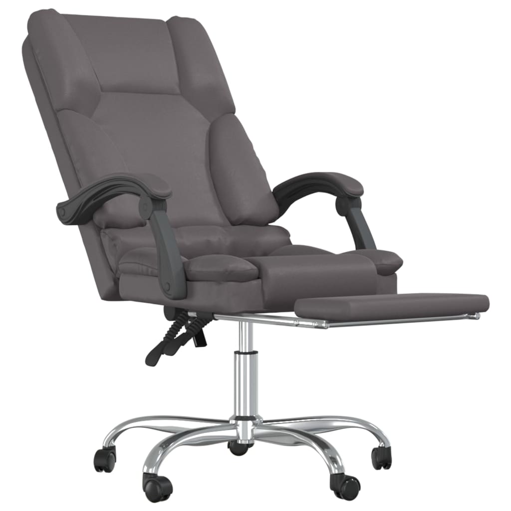 vidaXL Massage Chair Desk Office Chair with Adjustable Footrest Faux Leather-11