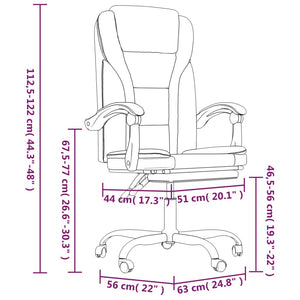 vidaXL Chair Accent Reclining Desk Chair with Wheels for Living Room Fabric-4