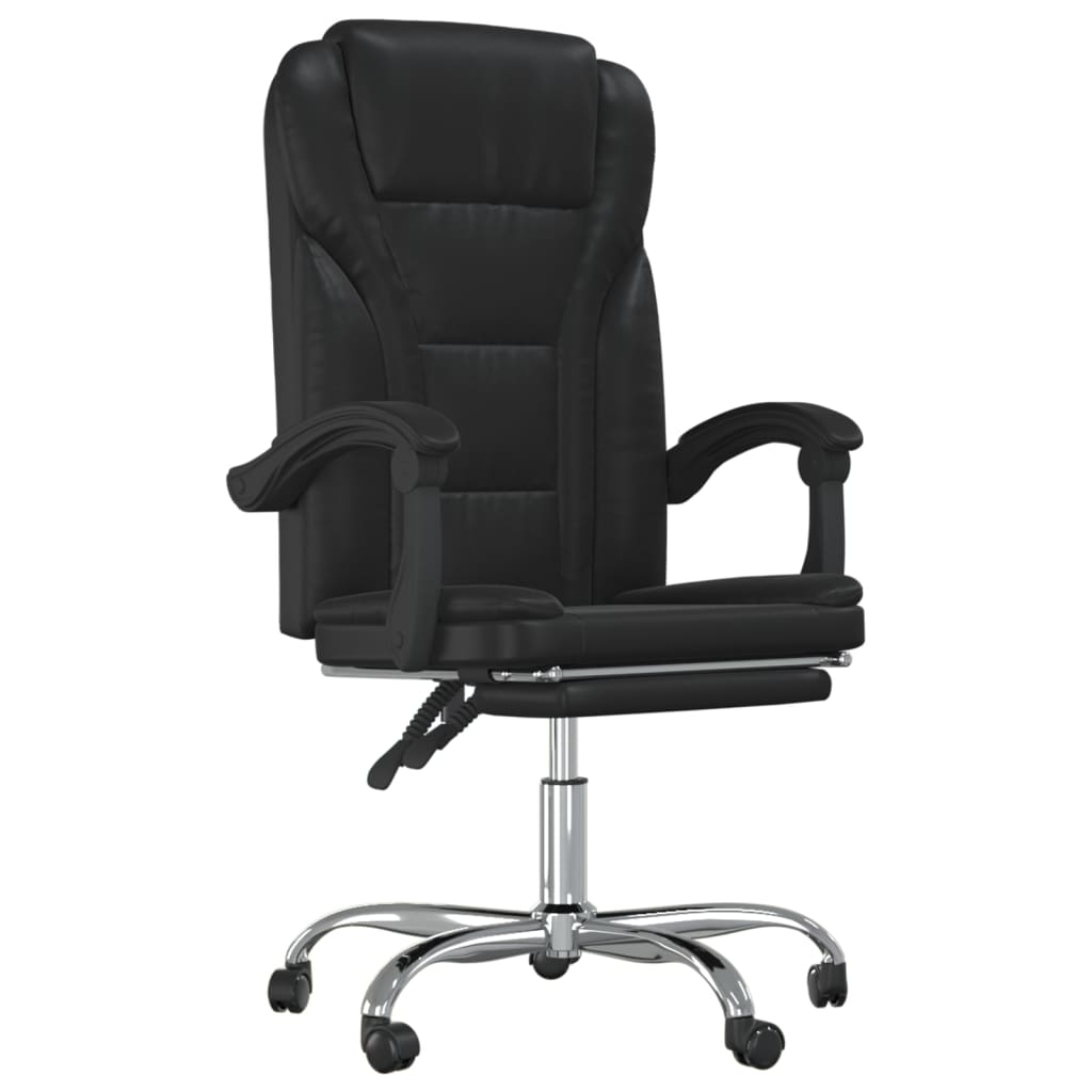 vidaXL Reclining Office Chair Black Faux Leather-1