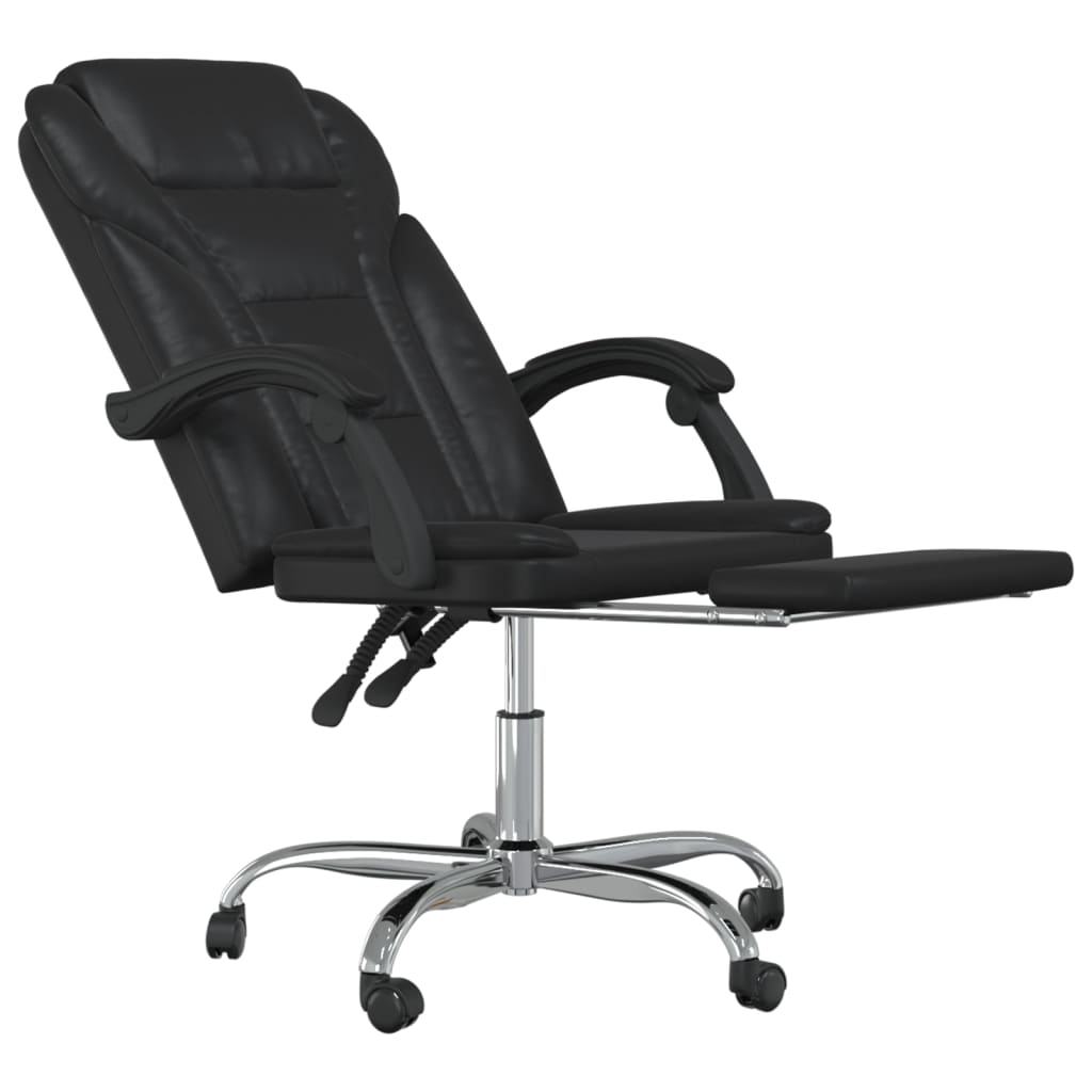 vidaXL Reclining Office Chair Black Faux Leather-12