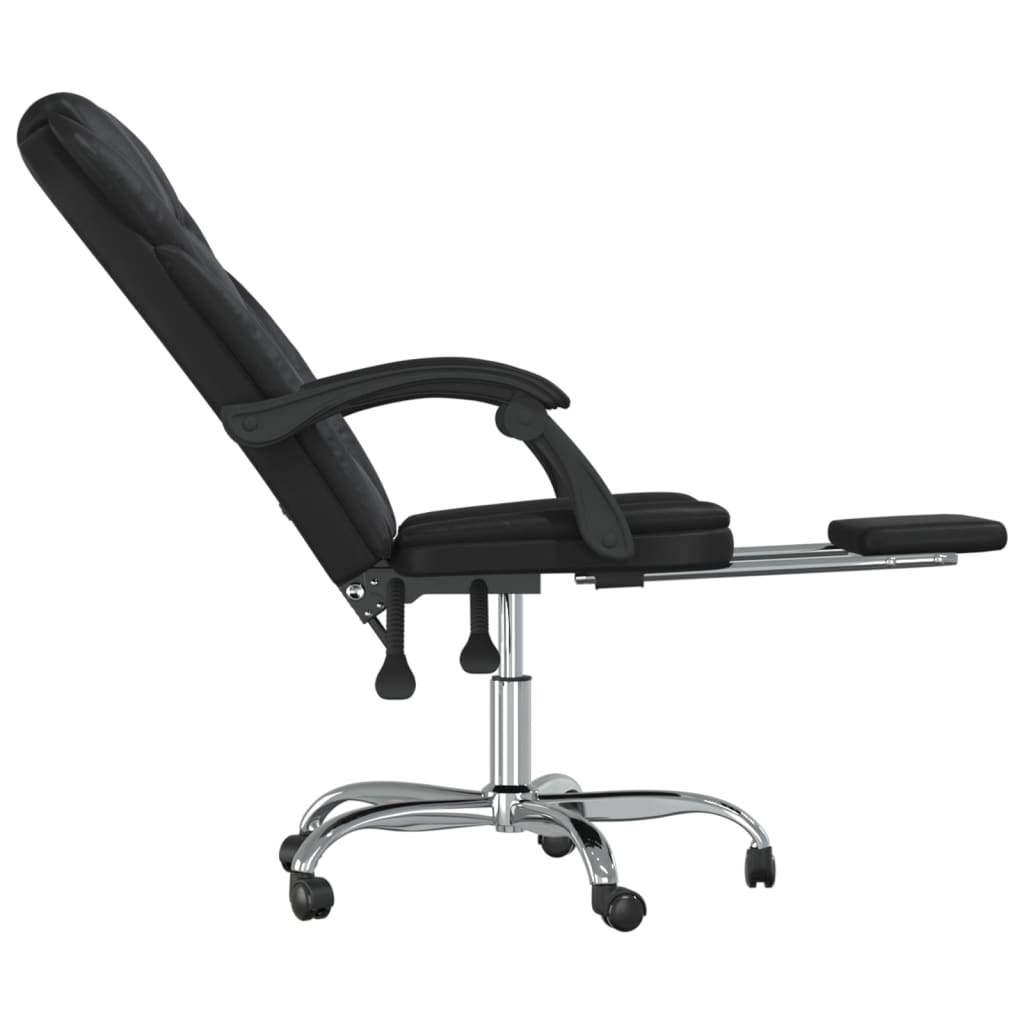 vidaXL Reclining Office Chair Black Faux Leather-14