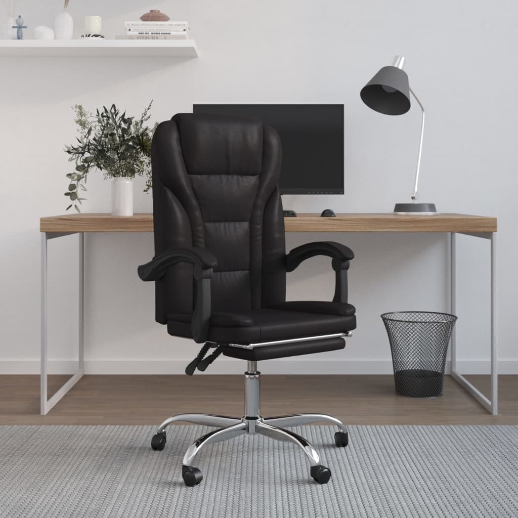 vidaXL Reclining Office Chair Black Faux Leather-4