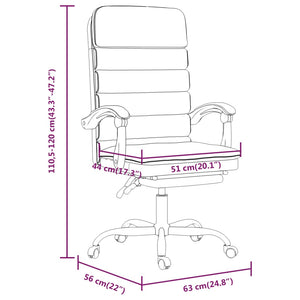 vidaXL Chair Reclining Desk Chair with Wheels for Living Room Faux Leather-4