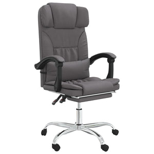 vidaXL Massage Reclining Office Chair Gray Faux Leather-1