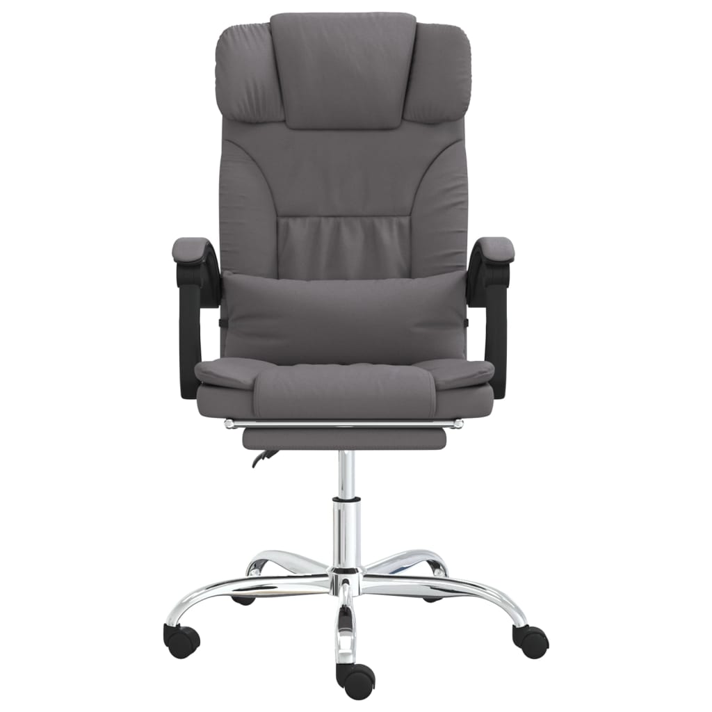 vidaXL Massage Reclining Office Chair Gray Faux Leather-2