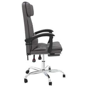 vidaXL Massage Reclining Office Chair Gray Faux Leather-3