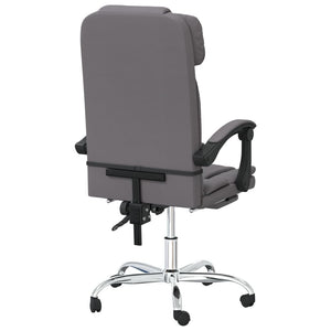 vidaXL Massage Reclining Office Chair Gray Faux Leather-4
