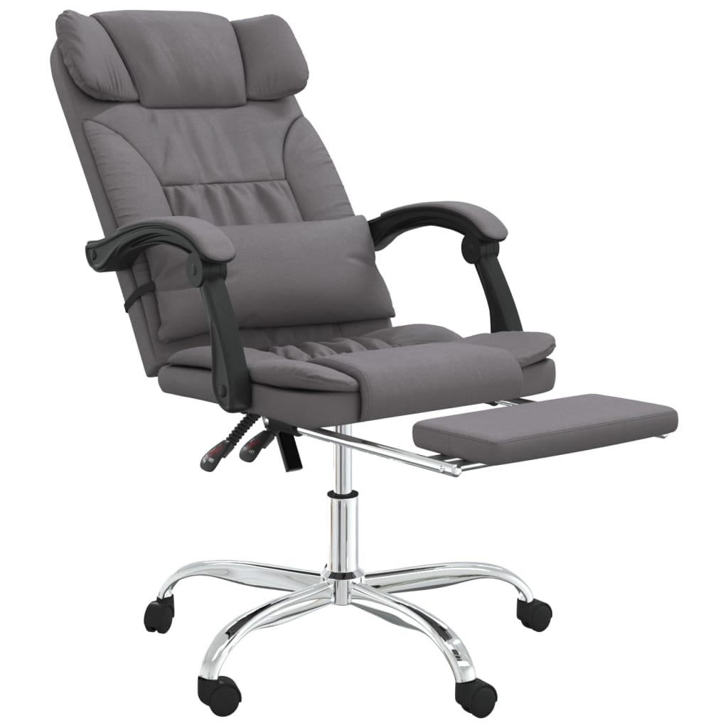 vidaXL Massage Reclining Office Chair Gray Faux Leather-5