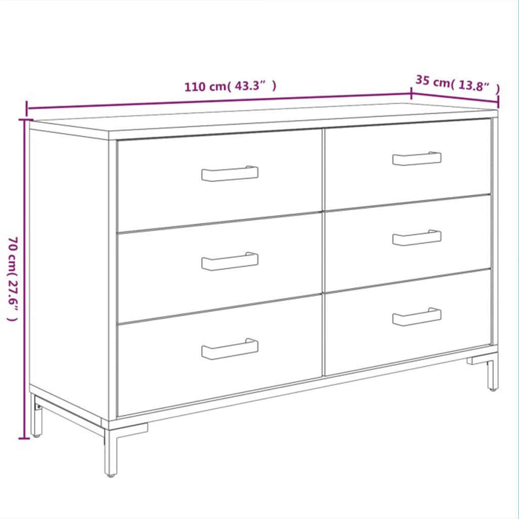 vidaXL Sideboard Bar Buffet Cabinet Console Table with Drawers Solid Wood Pine-16