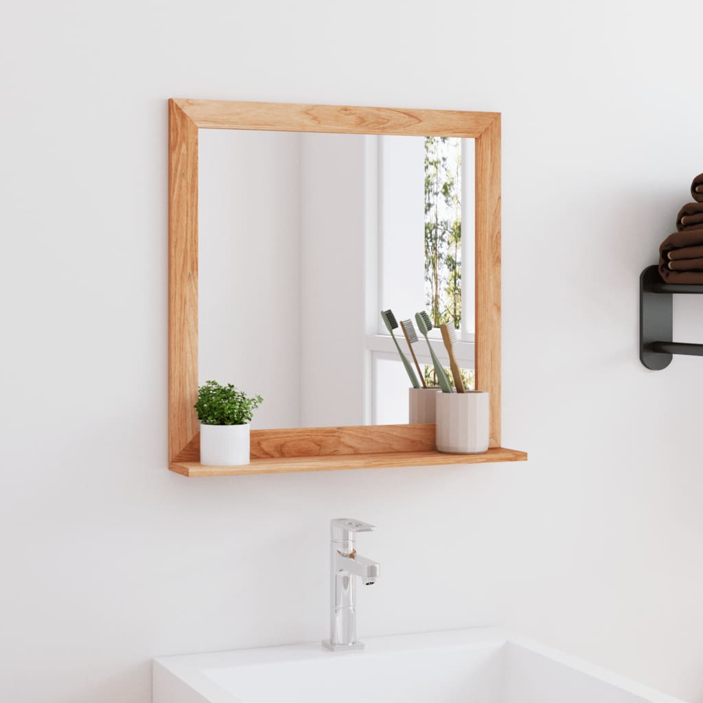 vidaXL Wall Mirror 21.7"x21.7" Solid Wood Walnut-0