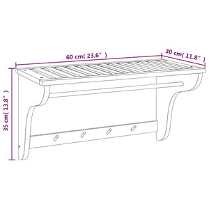 vidaXL Towel Rack 23.6"x11.8"x13.8" Solid Wood Walnut-4