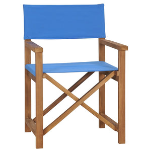 vidaXL Director's Chairs 2 pcs Solid Teak Wood Blue-1