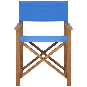 vidaXL Director's Chairs 2 pcs Solid Teak Wood Blue-2