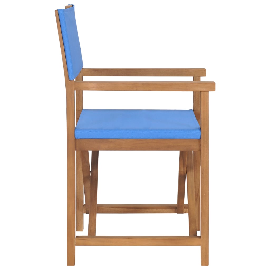 vidaXL Director's Chairs 2 pcs Solid Teak Wood Blue-3