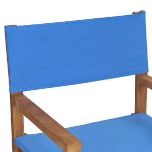 vidaXL Director's Chairs 2 pcs Solid Teak Wood Blue-7