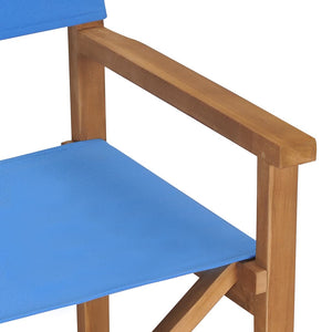 vidaXL Director's Chairs 2 pcs Solid Teak Wood Blue-5