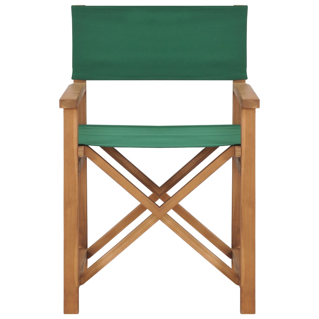 vidaXL Director's Chairs 2 pcs Solid Teak Wood Green-2