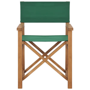 vidaXL Director's Chairs 2 pcs Solid Teak Wood Green-2