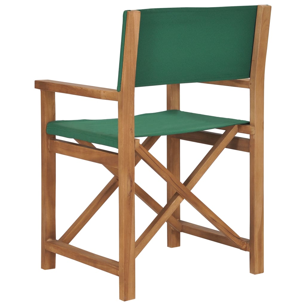 vidaXL Director's Chairs 2 pcs Solid Teak Wood Green-4