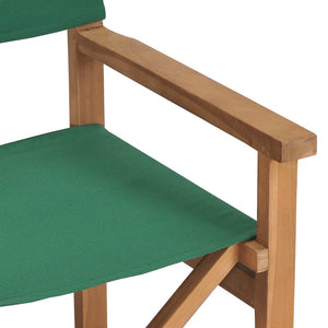 vidaXL Director's Chairs 2 pcs Solid Teak Wood Green-6