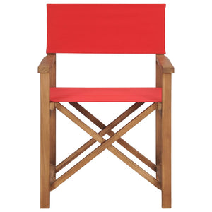 vidaXL Director's Chairs 2 pcs Solid Teak Wood Red-3