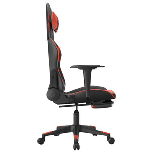 vidaXL Gaming Chair with Footrest Black and Red Faux Leather-2