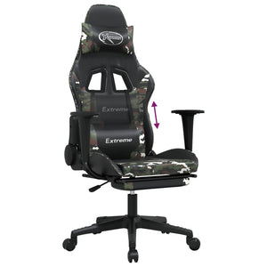 vidaXL Gaming Chair with Footrest Black and Camouflage Faux Leather-6