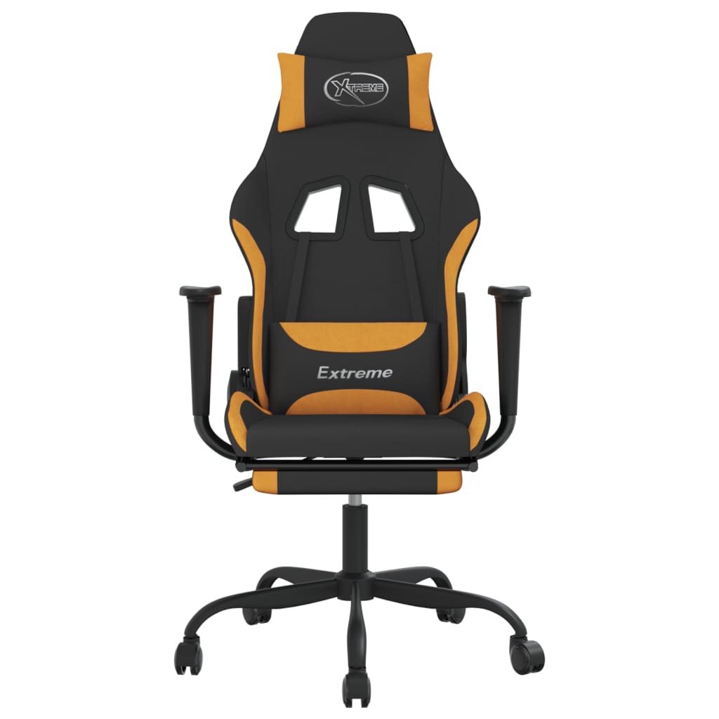 vidaXL Gaming Chair with Footrest Black and Orange Fabric-1