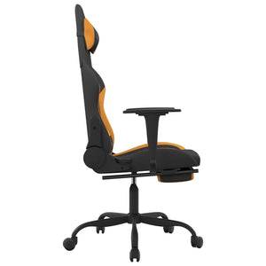 vidaXL Gaming Chair with Footrest Black and Orange Fabric-2