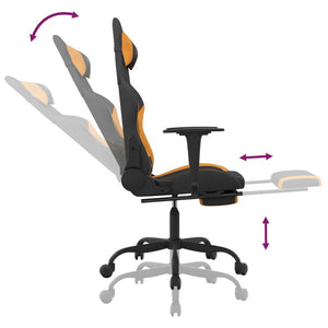 vidaXL Gaming Chair with Footrest Black and Orange Fabric-5