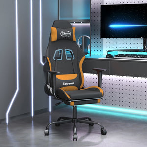 vidaXL Gaming Chair with Footrest Black and Orange Fabric-0