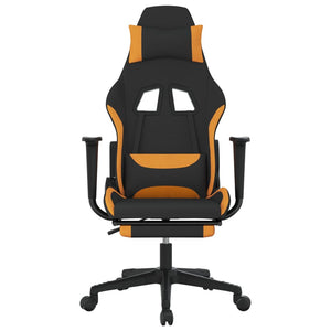 vidaXL Gaming Chair with Footrest Black and Orange Fabric-1