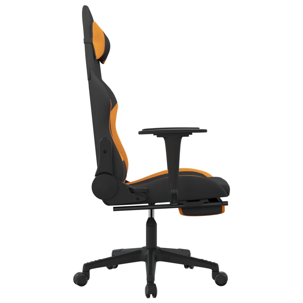 vidaXL Gaming Chair with Footrest Black and Orange Fabric-2