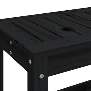 vidaXL Patio Bench Outdoor Bench with Storage Shelf Black Solid Wood Pine-13