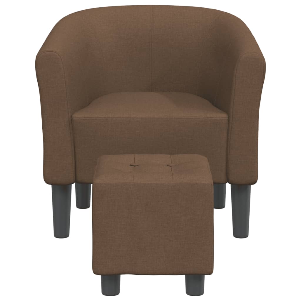 vidaXL Tub Chair with Footstool Brown Fabric-1