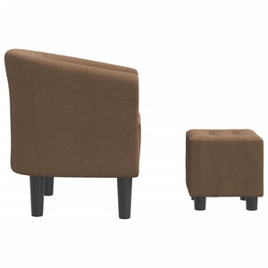 vidaXL Tub Chair with Footstool Brown Fabric-2