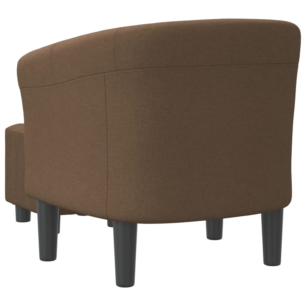 vidaXL Tub Chair with Footstool Brown Fabric-3