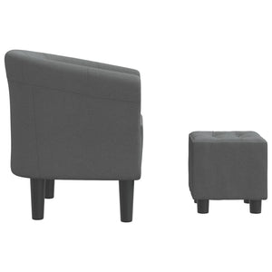 vidaXL Tub Chair with Footstool Dark Gray Fabric-2