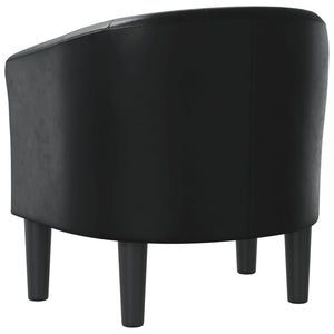 vidaXL Tub Chair Black Faux Leather-3